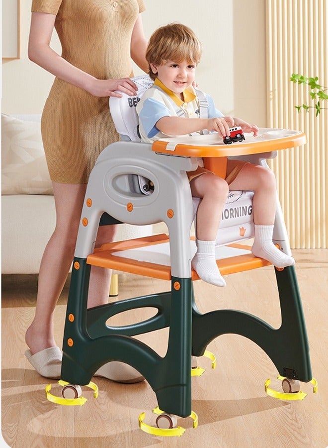 كيديليو كرسي طعام أطفال 6 في 1، كرسي عالٍ، كرسي دراسة، مقعد أطفال، طاولة طعام وكراسي، طاولة لبناء المكعبات، سيارة يوي-يو، مكتب، قابل للطي لسهولة التخزين. - Image 3